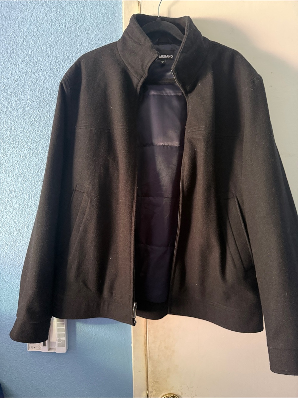 Murano Men’s Wool Blend Zip Jacket – Navy – Size L